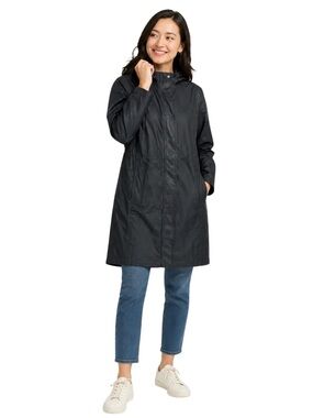 LL Bean Grey Raincoat with Quilted Liner